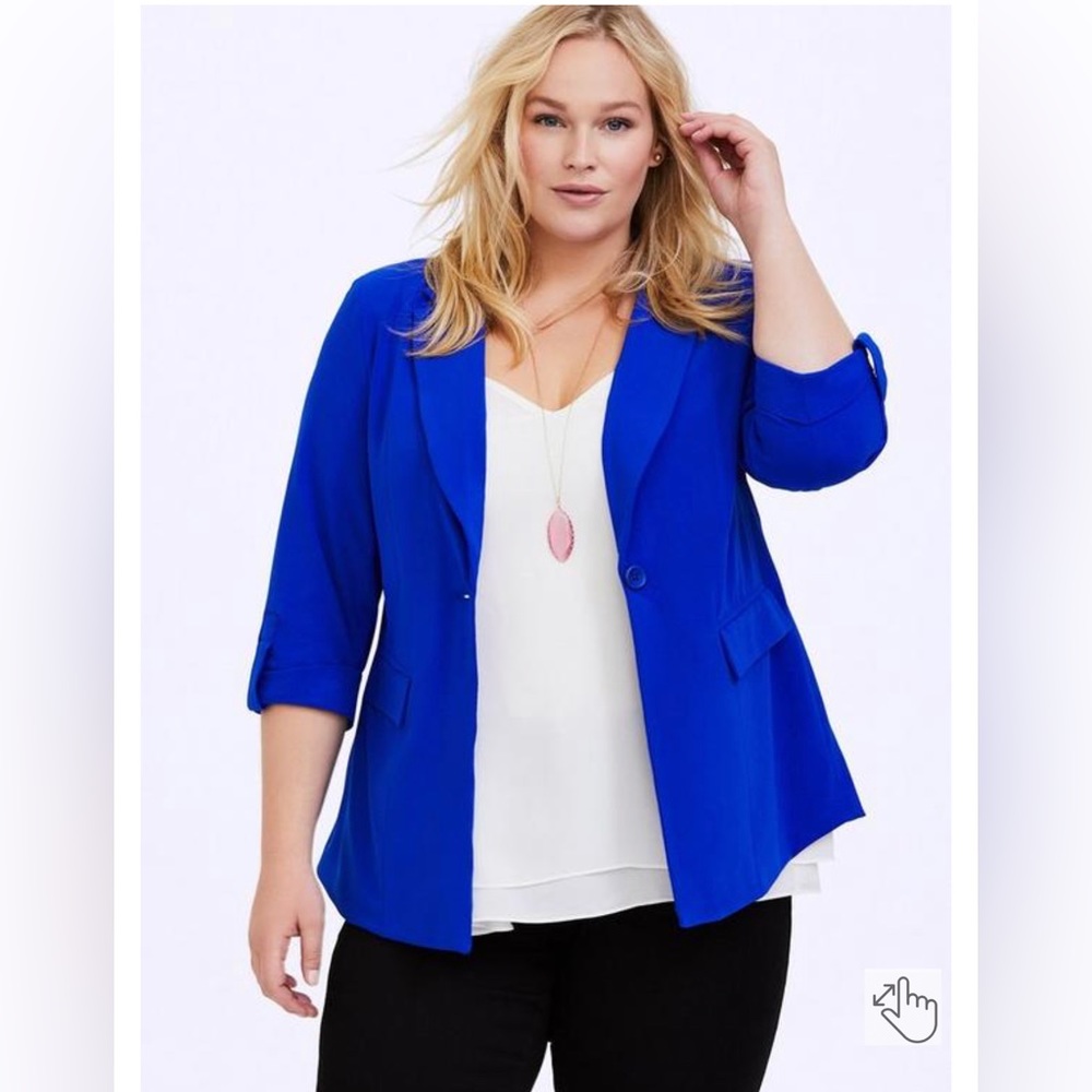 Torrid STUDIO CREPE LONG LINE BLAZER size 0 bright blue